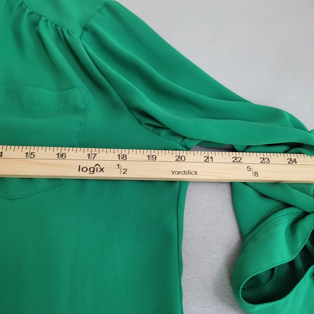 41 Hawthorne Green Roll Tab Sleeve Sheer Lightweight Blouse Shirt Women's - Picture 11 of 13